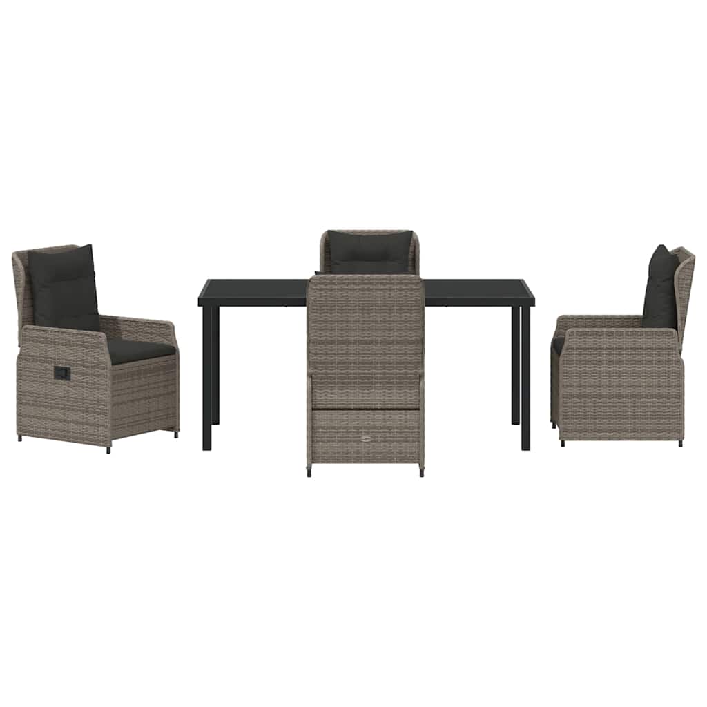 vidaXL Salon de jardin à manger 5 pcs gris résine tressée