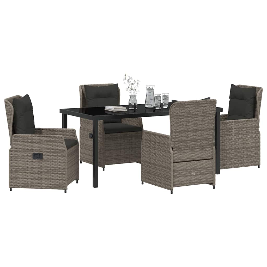 vidaXL Salon de jardin à manger 5 pcs gris résine tressée
