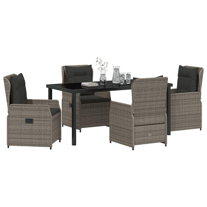 vidaXL Salon de jardin à manger 5 pcs gris résine tressée
