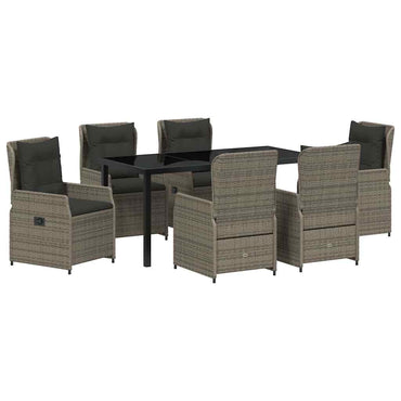 vidaXL Garten Essgruppe 7 pcs Grau Poly-Rattan