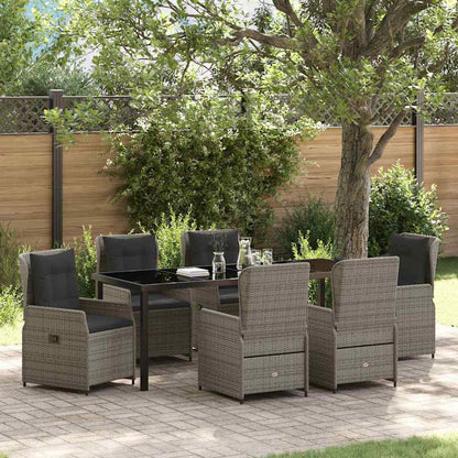 vidaXL Garten Essgruppe 7 pcs Grau Poly-Rattan