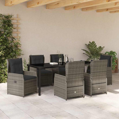 vidaXL Garten Essgruppe 7 pcs Grau Poly-Rattan