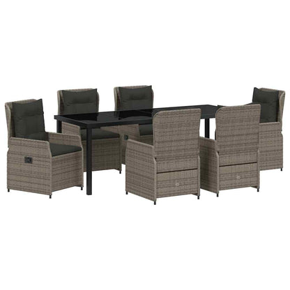 vidaXL Garten Essgruppe 7 pcs Grau Poly-Rattan