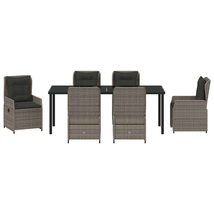 vidaXL Garten Essgruppe 7 pcs Grau Poly-Rattan