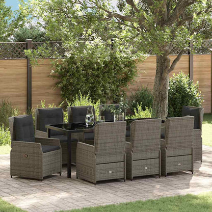 vidaXL Salon de jardin à dîner 9 pcs Gris Résine tressée