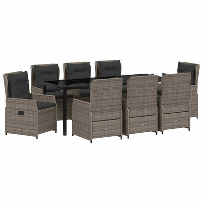 vidaXL Salon de jardin à dîner 9 pcs Gris Résine tressée