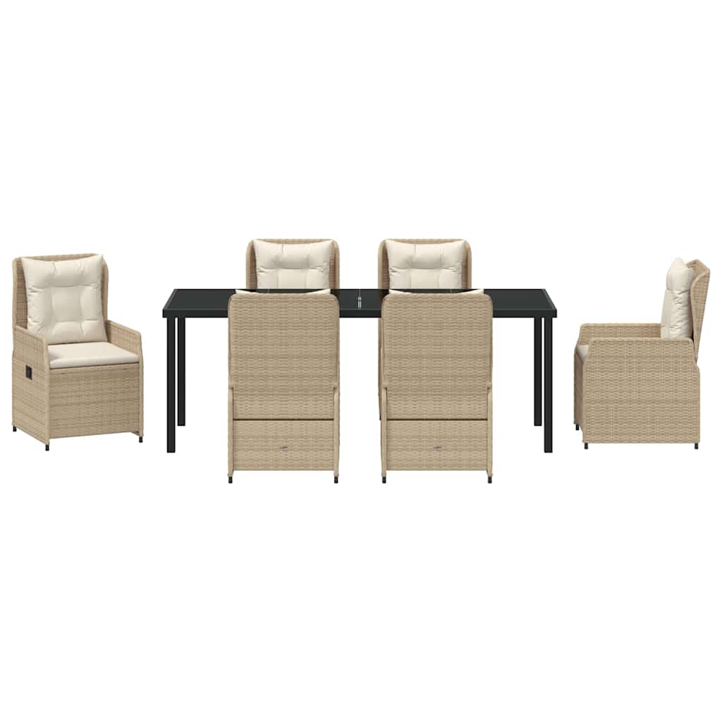 Garten Essgruppe 7 pcs Beige und Hellgrau Poly-Rattan