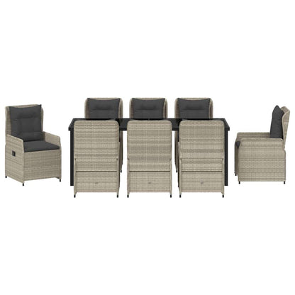 Garten Essgruppe 9 pcs Hellgrau Poly-Rattan