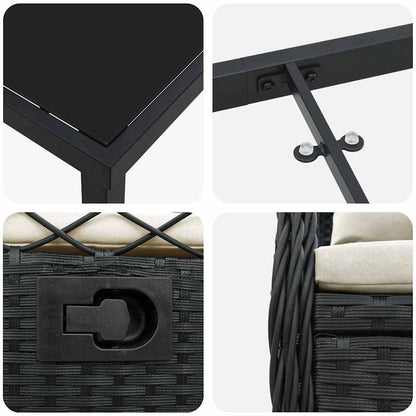 Garten Essgruppe 9 pcs Schwarz Poly-Rattan