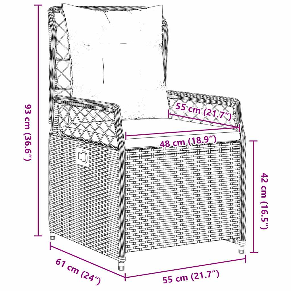 Garten Essgruppe 9 pcs Schwarz Poly-Rattan