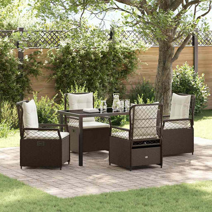 Garten Essgruppe 5 pcs Braun Poly-Rattan