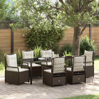 Garten Essgruppe 7 pcs Braun Poly-Rattan