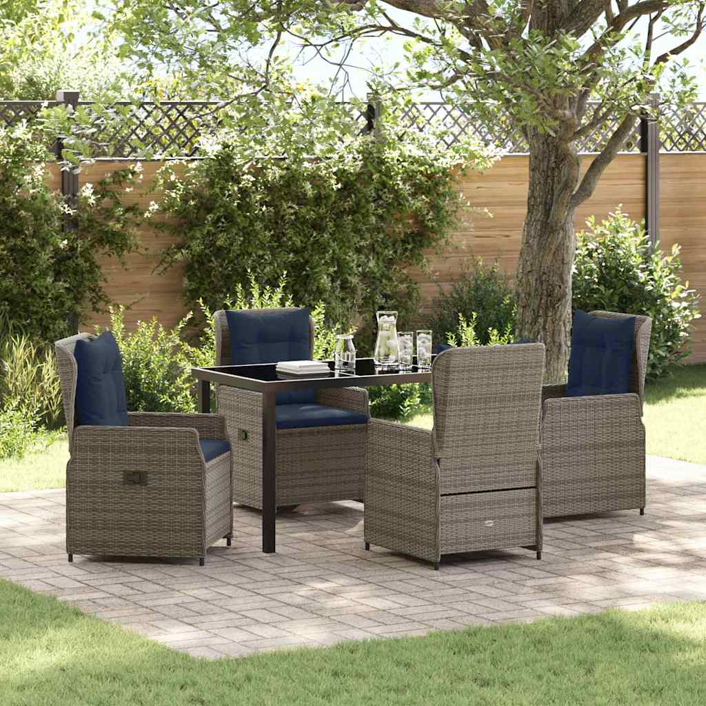 Garten Essgruppe 5 pcs Grau Poly Rattan