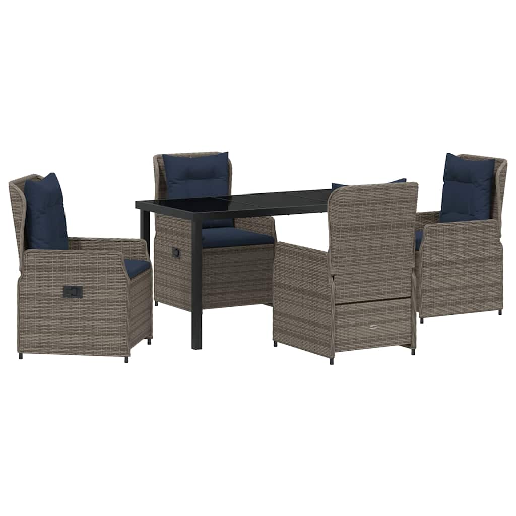 Garten Essgruppe 5 pcs Grau Poly Rattan