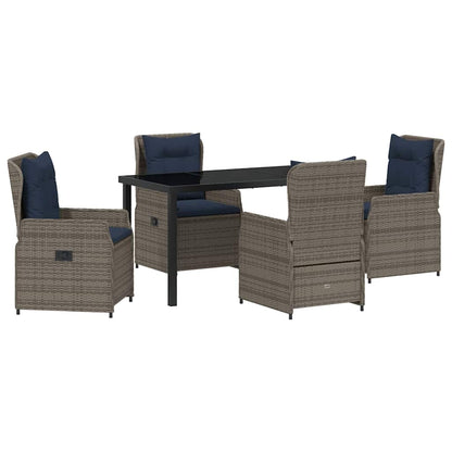 Garten Essgruppe 5 pcs Grau Poly Rattan