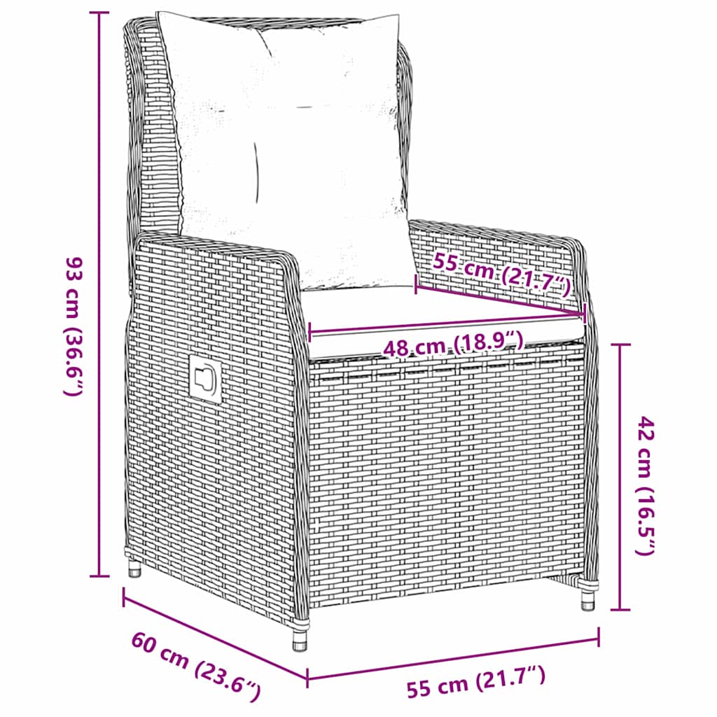 Garten Essgruppe 5 pcs Grau Poly Rattan