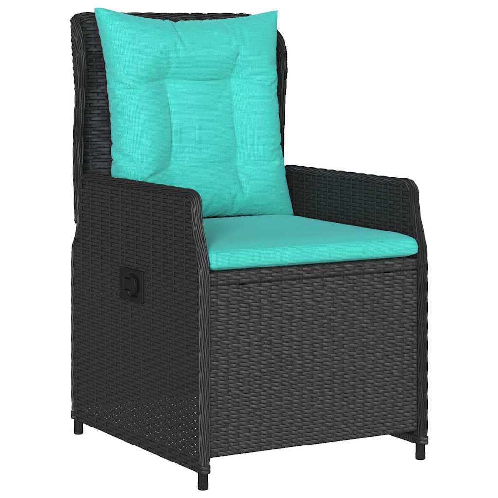 vidaXL Garten Essgruppe 9 pcs Schwarz Poly Rattan