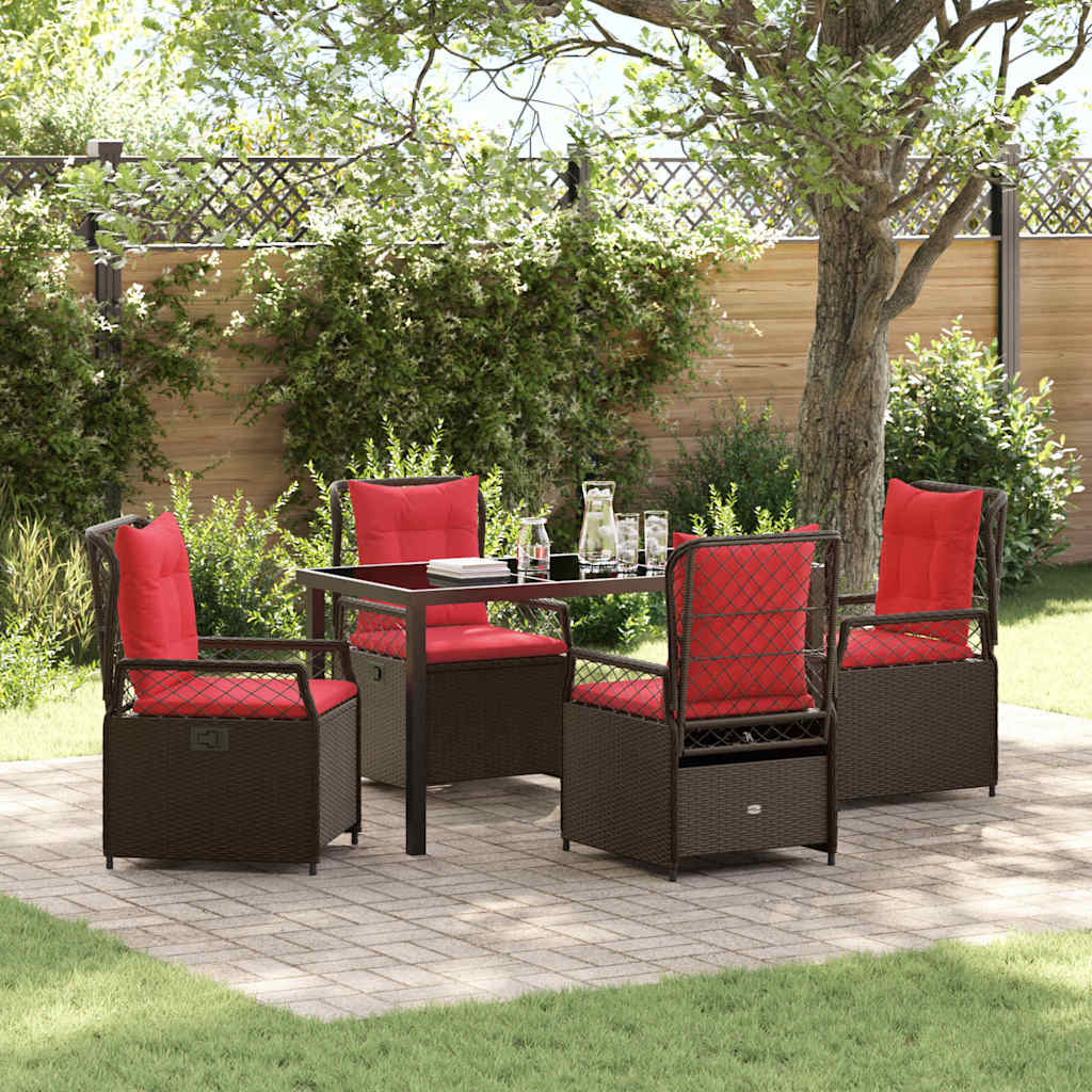 Garten Essgruppe 5 pcs Braun Poly-Rattan