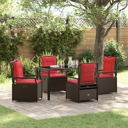 Garten Essgruppe 5 pcs Braun Poly-Rattan