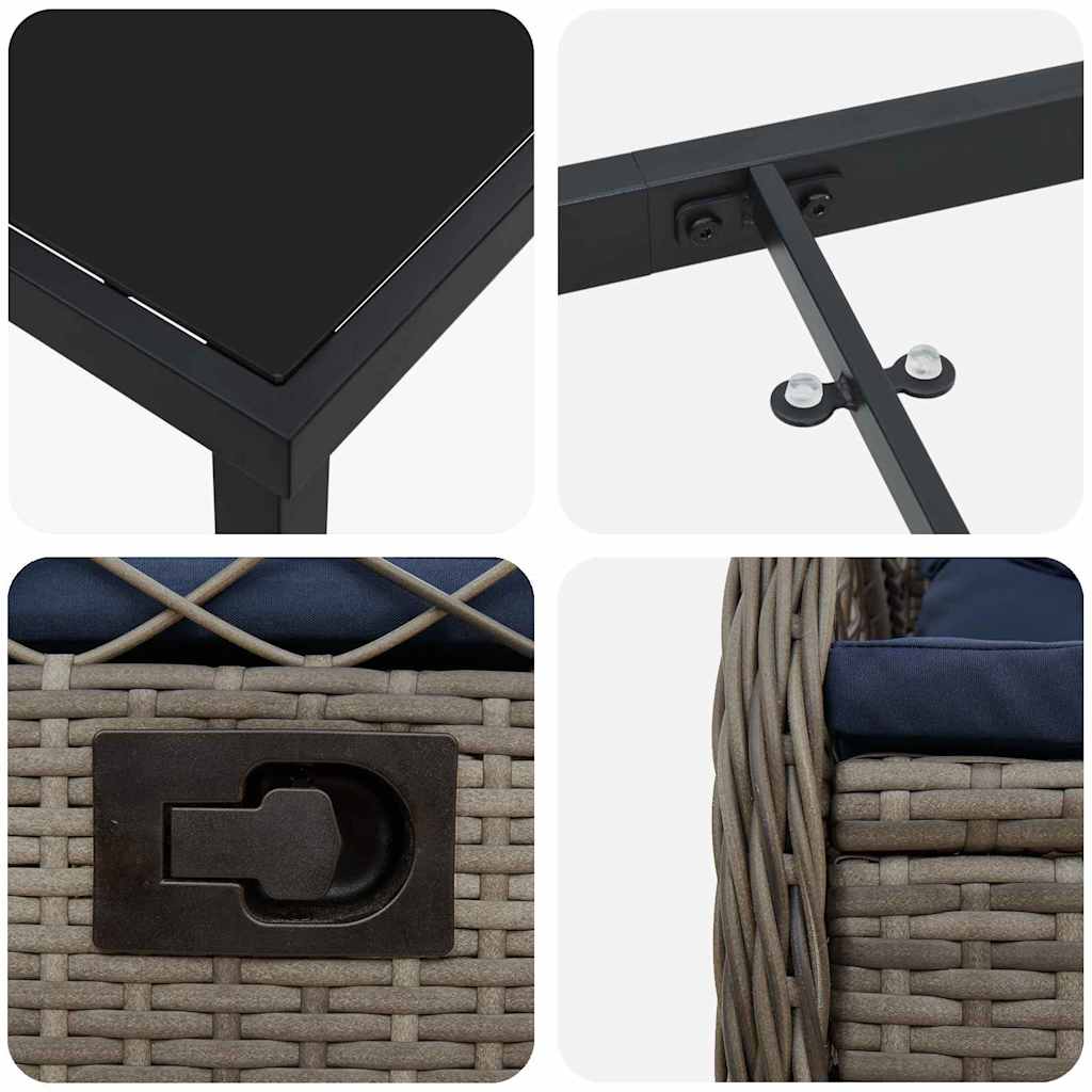 Garten Essgruppe 5 pcs Grau Poly-Rattan