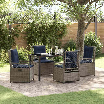 Garten Essgruppe 5 pcs Grau Poly-Rattan