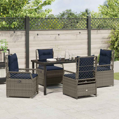 Garten Essgruppe 5 pcs Grau Poly-Rattan