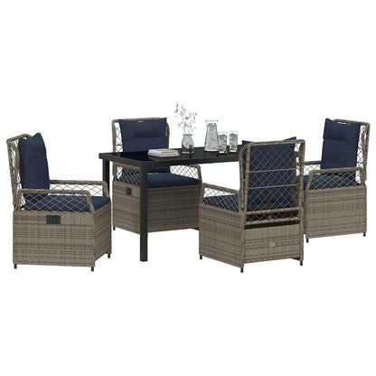 Garten Essgruppe 5 pcs Grau Poly-Rattan