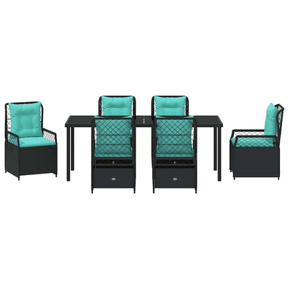 Garten Essgruppe 7 pcs Schwarz Poly-Rattan