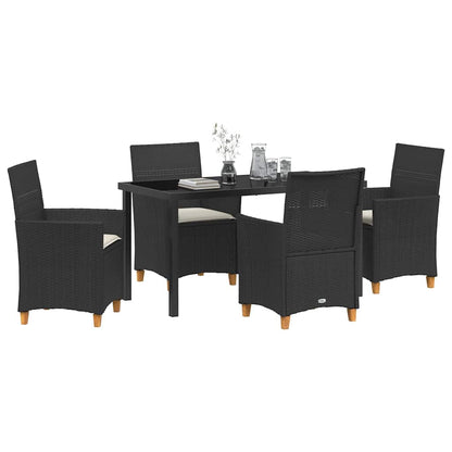 Garten Essgruppe 5 pcs Schwarz Poly-Rattan