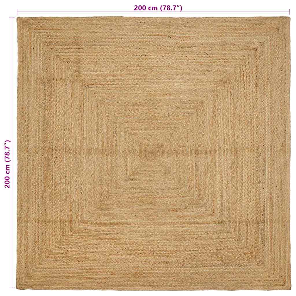 vidaXL Tapis de zone Beige 200 x 200 cm Jute