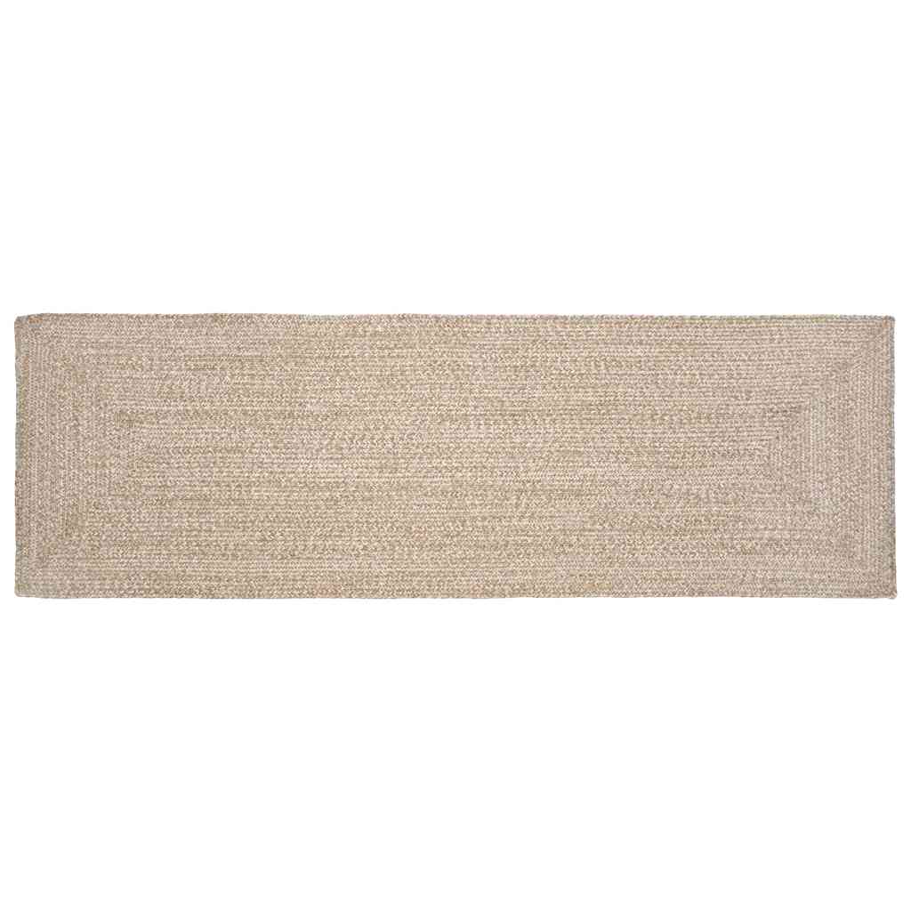 vidaXL Tapis de Couloir Naturel et Blanc 60 x 300 cm Jute