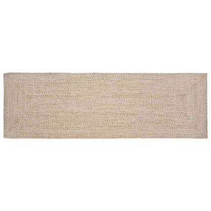 vidaXL Tapis de Couloir Naturel et Blanc 60 x 300 cm Jute