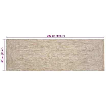 vidaXL Tapis de Couloir Naturel et Blanc 60 x 300 cm Jute