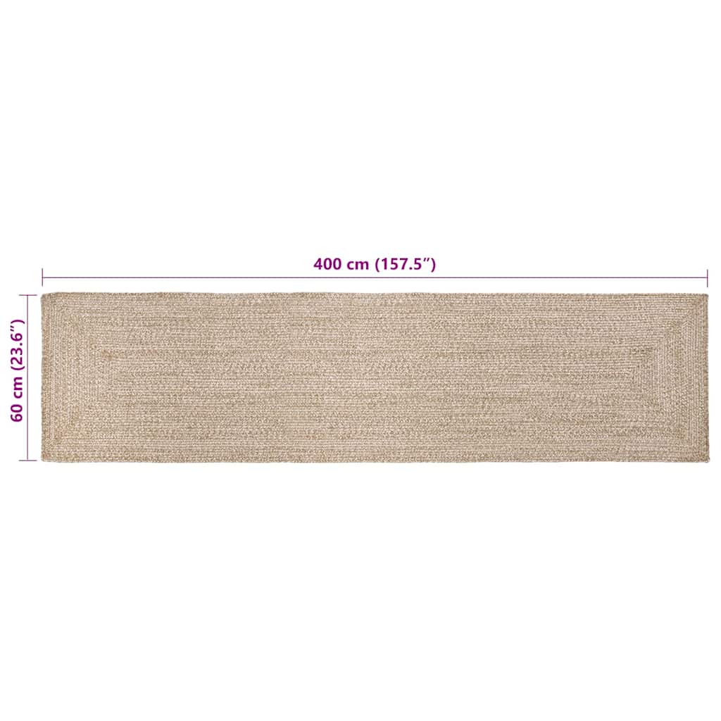 Tapis vidaXL Naturel et blanc 60 x 400 cm Jute