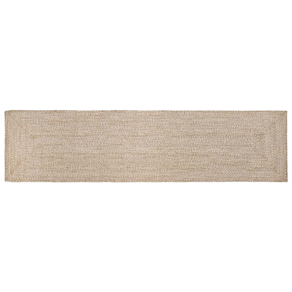 vidaXL Tapis de couloir Naturel et blanc 80 x 400 cm Jute
