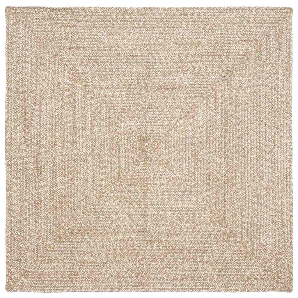 vidaXL Tapis à motifs naturel et blanc 120 x 120 cm Jute