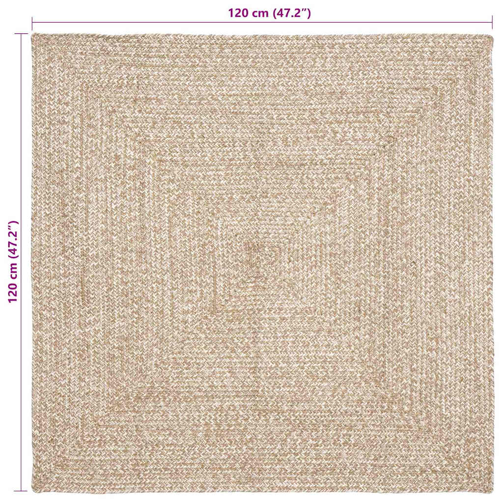 vidaXL Tapis à motifs naturel et blanc 120 x 120 cm Jute