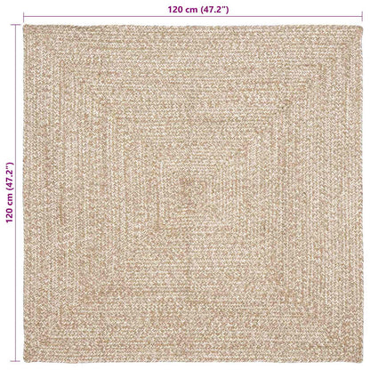 vidaXL Tapis à motifs naturel et blanc 120 x 120 cm Jute