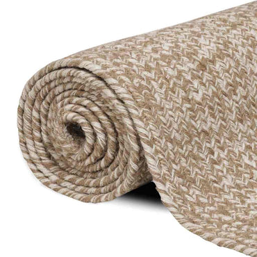 vidaXL Tapis d'appoint Naturel et blanc 140 x 200 cm Jute