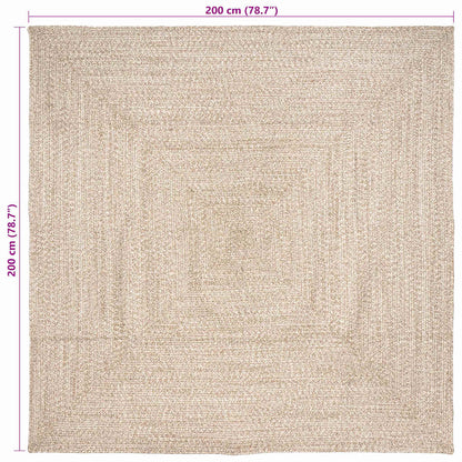 vidaXL Tapis de sol Naturel et blanc 200 x 200 cm Jute