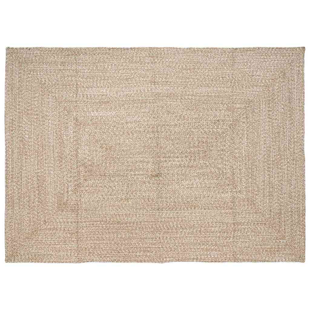vidaXL Tapis de sol Naturel et blanc 240 x 340 cm Jute