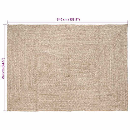 vidaXL Tapis de sol Naturel et blanc 240 x 340 cm Jute
