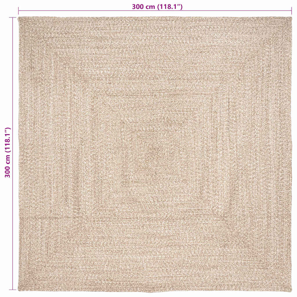 vidaXL Bereichsteppiche Natürlich und Weiß 300 x 300 cm Jute