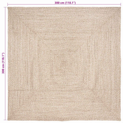 vidaXL Bereichsteppiche Natürlich und Weiß 300 x 300 cm Jute