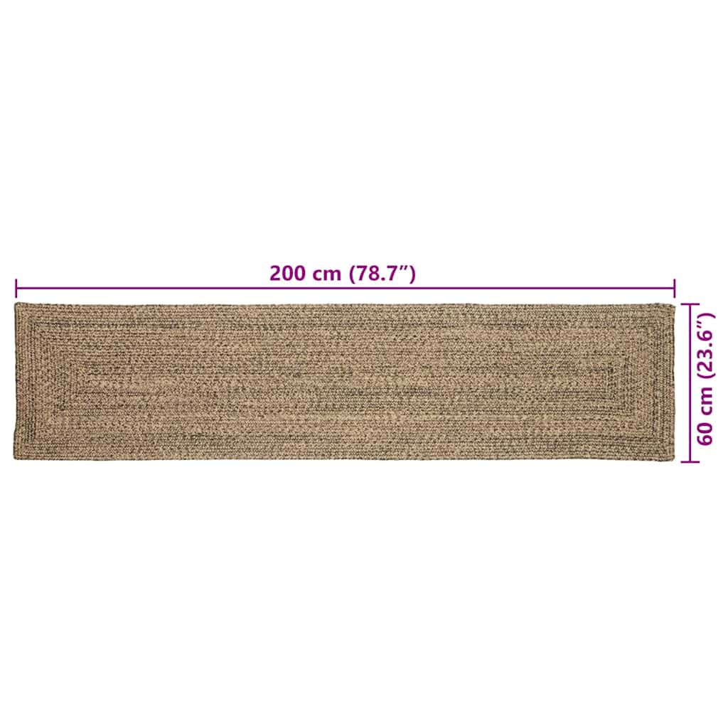 vidaXL Bereichsteppiche Natürlich und Schwarz 60 x 200 cm Jute