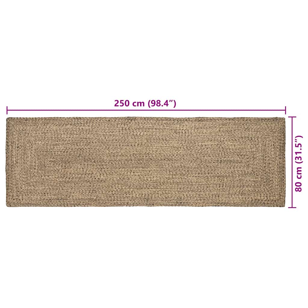 vidaXL Bereichsteppiche Natürlich und Schwarz 80 x 250 cm Jute