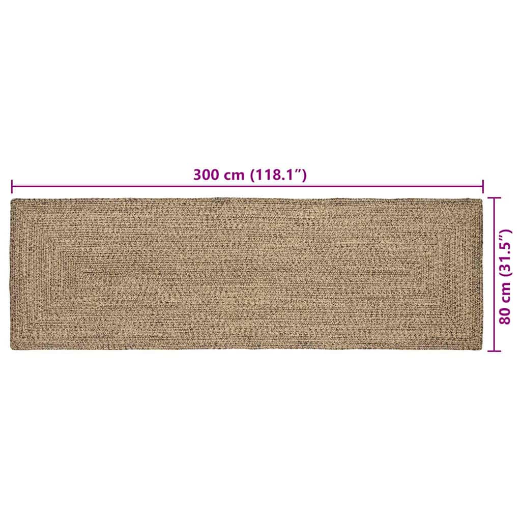 vidaXL Bereichsteppiche Natürlich und Schwarz 80 x 300 cm Jute