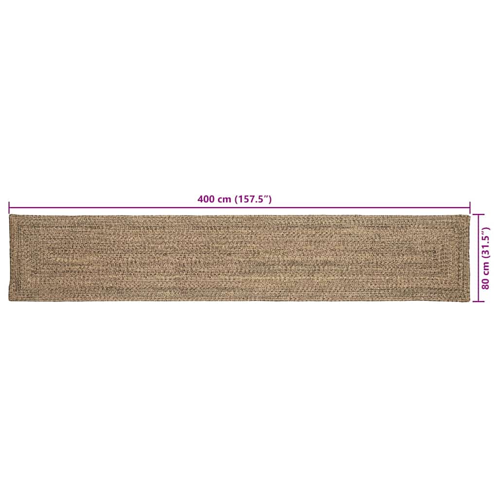 vidaXL Bereichsteppiche Natürlich und Schwarz 80 x 400 cm Jute