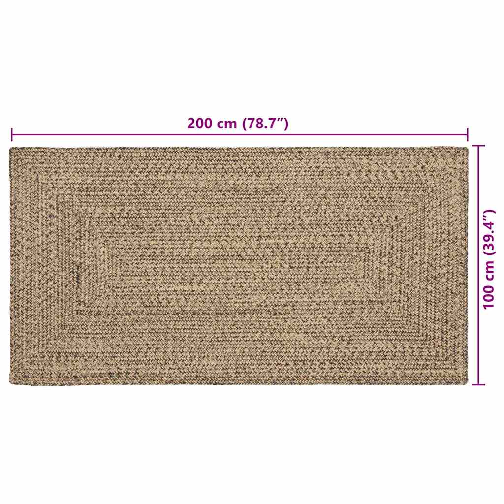 vidaXL Bereichsteppiche Natürlich und Schwarz 100 x 200 cm Jute