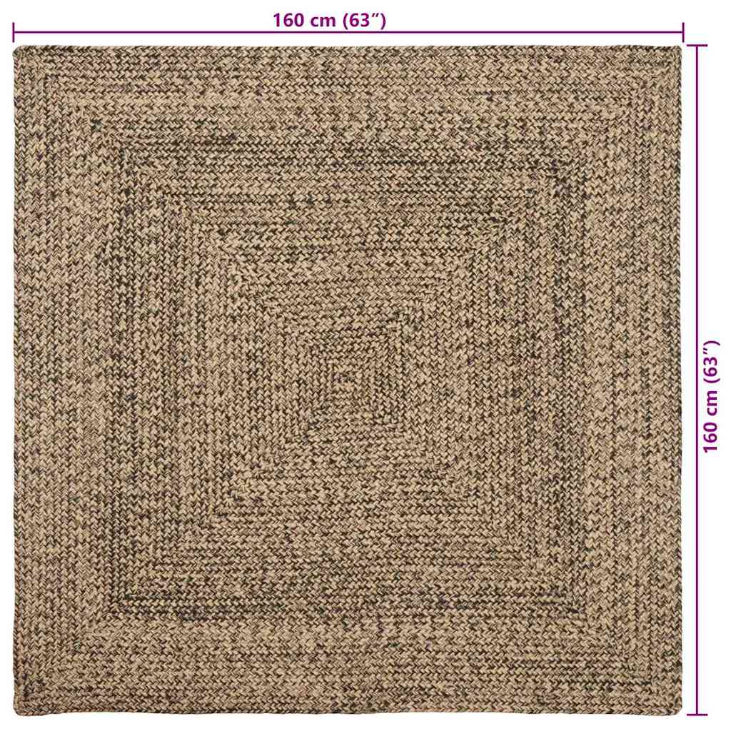 vidaXL Bereichsteppiche Natürlich und Schwarz 160 x 160 cm Jute